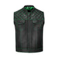 Engineered for riders who demand quality, the Green Diamond Stitched MC Vest blends tough cowhide leather with bold biker style. Featuring a premium satin lining, green diamond stitching, and heavy-duty zipper closure, this vest is built for durability. Customization options allow you to add patches and choose colors and sizes, making it perfect for motorcycle clubs, rebels, and individuals who embrace the biker lifestyle. A must-have for every rider’s collection.