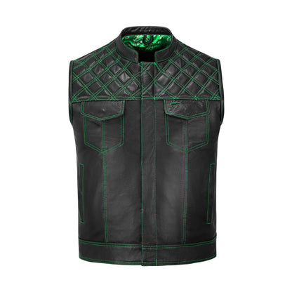 Green MC club vest satin lining interior