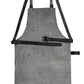 Gearforge cowhide leather apron for professional use. Includes multiple storage compartments, brass hardware, and a custom nameplate option. Designed for grilling, hairstyling, blacksmithing, or handyman work. A perfect personalized gift for hardworking men.

