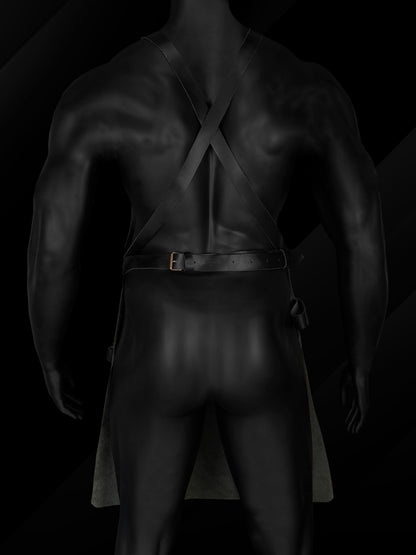 Gearforge leather apron worn on model - back view