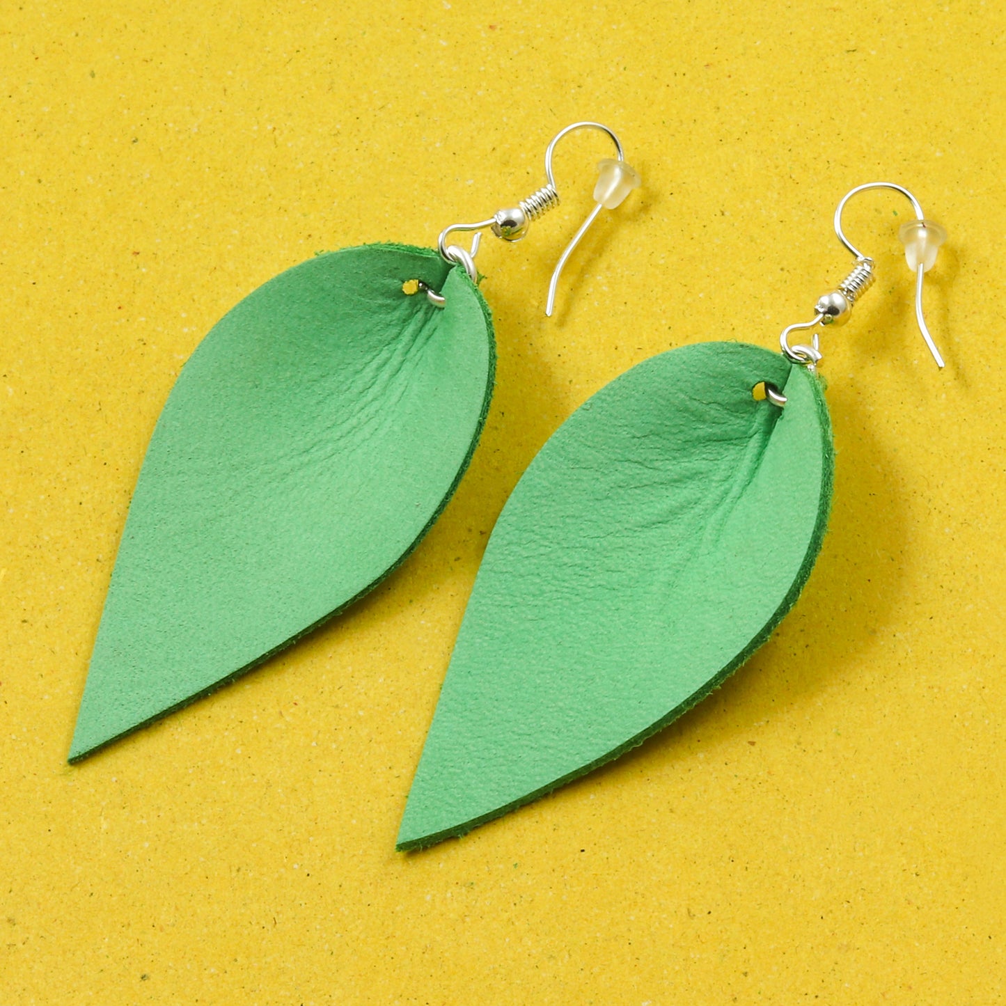 Leaf Leather Earrings - Nubuck Leather
