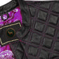 Handcrafted leather Pink Diamond Stitched MC Club Vest displayed with visible pink stitching details. Built for durability using premium cowhide leather, it features a zipper closure, functional chest pockets, and satin lining for comfort. This customizable biker vest is perfect for motorcycle clubs, rebels, and individual riders looking for a standout fashion statement and personalized leather motorcycle apparel.