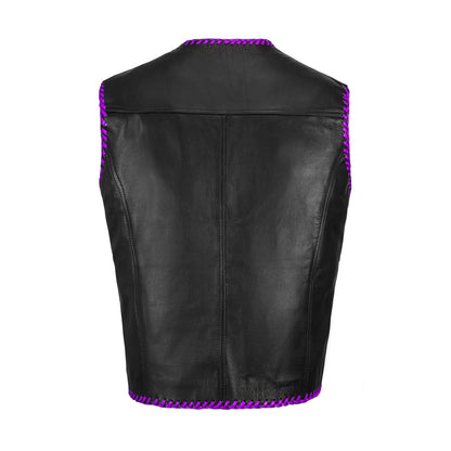 Purple MC club vest satin lining interior