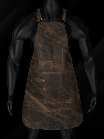Grillace black pullup leather chef apron for cooking and kitchen work