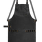 Handmade full-grain cowhide leather apron for barbers, chefs, handymen, and stylists. Features brass buckles, adjustable straps, and multiple pockets for tools like scissors, grilling utensils, and grooming accessories. Durable, stylish, and customizable with logo or initials. Great all-purpose leather apron for men.

