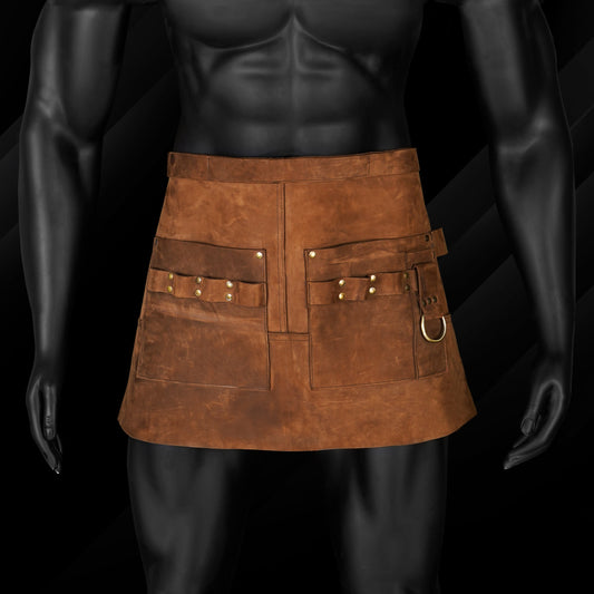 Handmade pull-up leather half apron with adjustable waist straps, multiple front pockets, and brass towel ring. Ideal for hairstylists, gardeners, BBQ chefs, and DIY pros. Built from thick cowhide leather for lasting durability. Customizable with engraved initials, logos, or quotes—perfect gift for Mom, Dad, or creative professionals.

