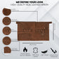 Leather waist apron with adjustable buckled straps and custom monogramming. Offers tool loops, towel ring, and pockets for scissors, brushes, tongs, or clippers. Perfect for hairstylists, barbers, BBQ enthusiasts, or crafters who need lightweight coverage and easy access to tools.

