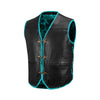 Turquoise Buffalo Leather Ribbed Vest – Customizable MC Club Vest