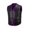 Purple Buffalo Leather Ribbed Vest – Customizable MC Club Vest