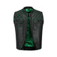 Rugged, stylish, and made to last, the Green Diamond Stitched Motorcycle Vest is tailored for bikers who push limits. With handmade cowhide leather construction, reinforced green stitching, and durable hardware, it delivers reliability on every ride. This leather biker vest includes satin lining for comfort and concealed carry options for practicality. Fully customizable with patches, sizes, and colors, it’s the ideal vest for motorcycle enthusiasts and road warriors.