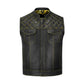 Rugged yellow biker vest with diamond stitch detailing made from premium cowhide leather. Designed for motorcycle club members and rebels, this customizable vest features satin lining, YKK brass zipper, chest storage pockets, and concealed carry. Built for durability and classic biker fashion, the yellow diamond stitched vest is a must-have for riders seeking standout leather gear on the road or at biker gatherings.