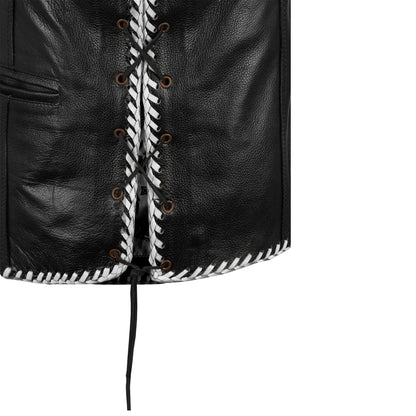 White leather biker vest