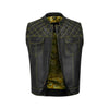 Yellow Diamond Stitched Cowhide Vest for MC Riders