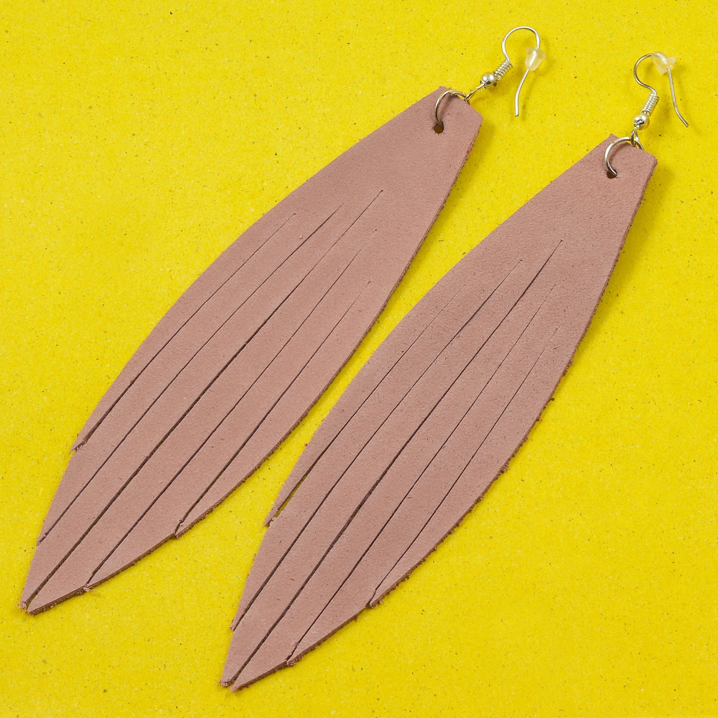 Fish Fin Leather Earrings - Nubuck Leather