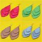 Tri-Layer Drop Leather Earrings - Nubuck Leather