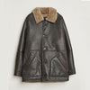 Vintage Cowhide Leather Shearling Winter Jacket