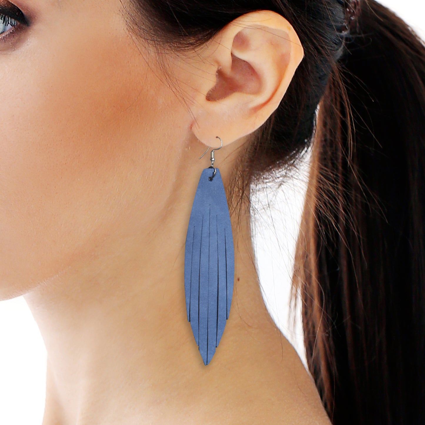 Fish Fin Leather Earrings - Nubuck Leather