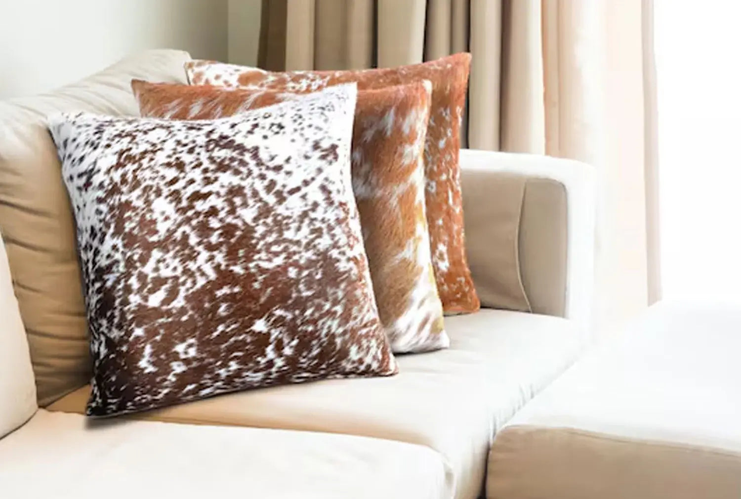 Cowhide Leather Home Decor Pillows — Natural Hair-On Leather by Leatherton
